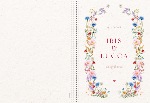 gastenboek Kleurrijk bloemen rood blauw A4 staand