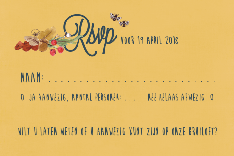 rsvp kaartje herfst blauw bessen geel