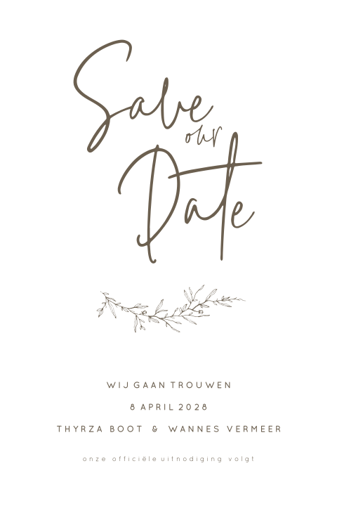 Klassieke Save the Date getekend takje