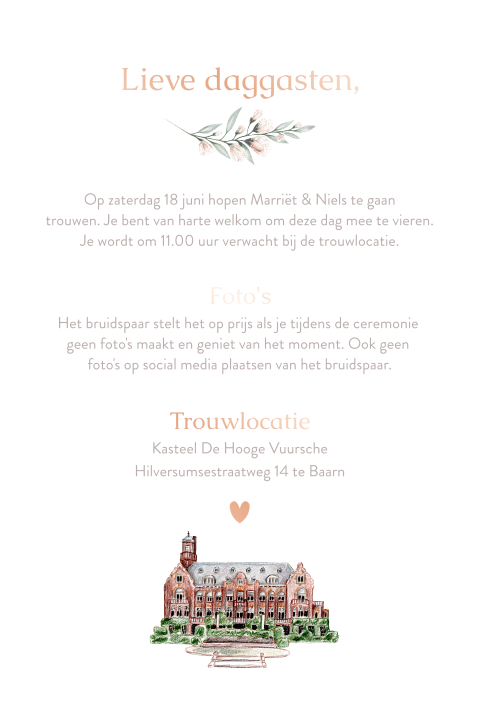 Inlegvel kasteel de hooge vuursche hartje