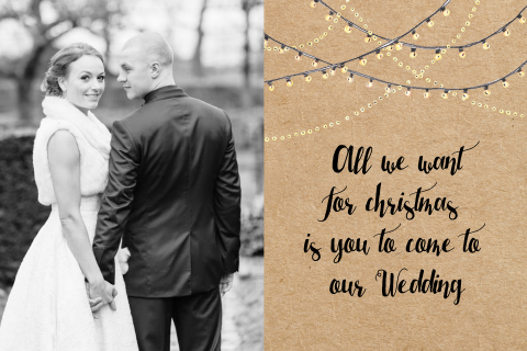 Save the date met lichtjes op een kraft achtergrond