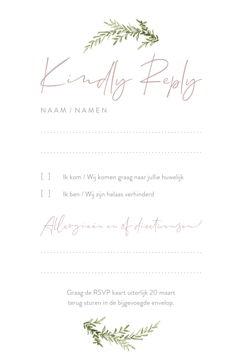 rsvp kaart getekend trouwlocatie parc broekhuizen