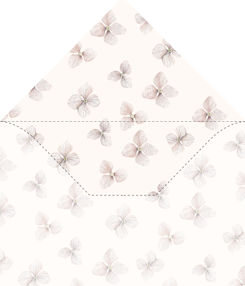 envelop inlay delicate hortensia bloemen 12x18 of voor 20x13.5