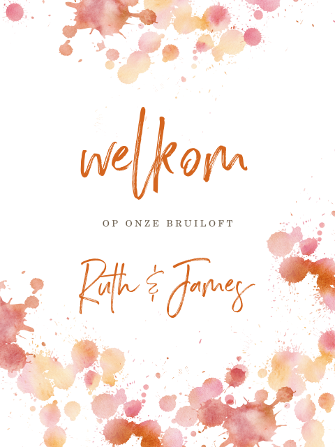 Welkomstbord aquarel spetters