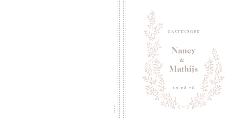 Gastenboek beige krans vierkant
