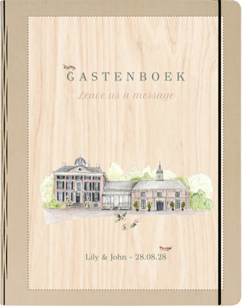 gastenboek houten harmonica map blooming