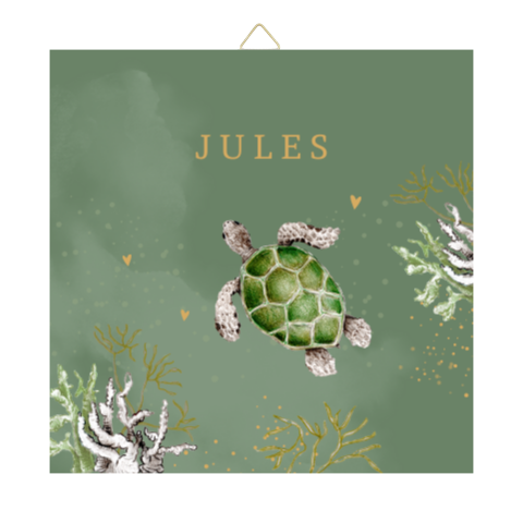 geboortetegeltje zee schildpad donkergroen