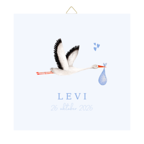 geboortetegeltje ooievaar blauw