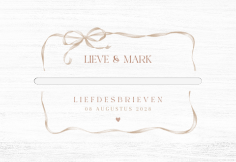 Enveloppenkist Trouwkaart met strik kader beige