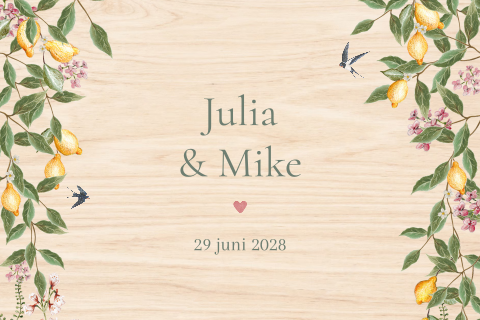 Memory Trouwkaart italiaans citroentjes trouwlocatie