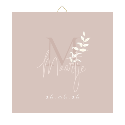 geboortetegeltje meisje roze letter takje