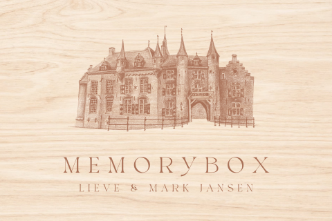 Memorybox Trouwkaart met strik kader beige