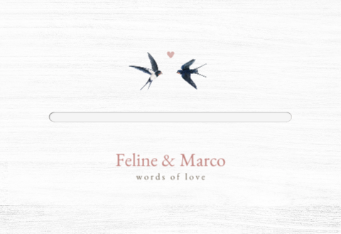 Enveloppenbox Romantische trouwkaart met boom en zwaluwen