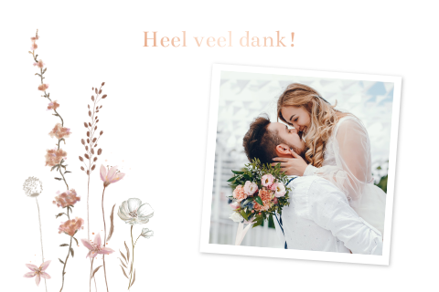 Botanische bedank kaart met veldbloemen foliedruk foto