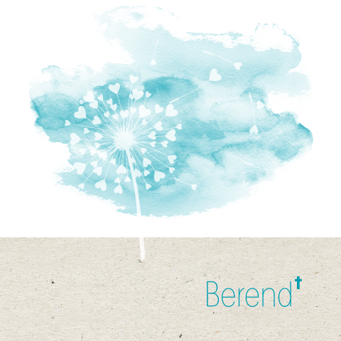 Mooi rouwkaartje voor baby en kind met paardebloem en aquarel