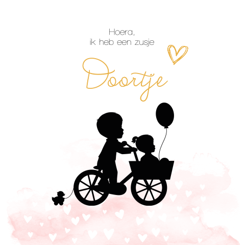 geboortekaartje meisje silhouette waterverf hip
