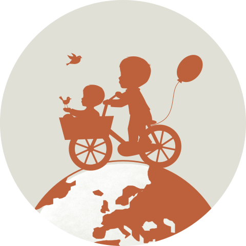 Sluitzegel silhouet jongen met broertje op fiets