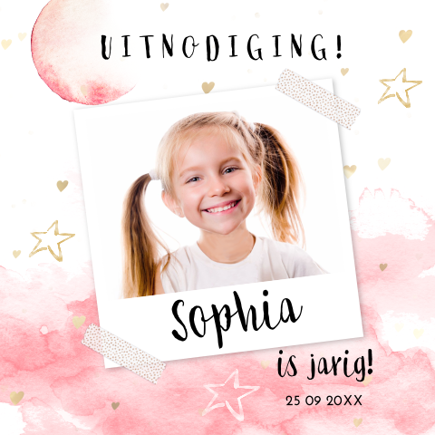 Verjaardagskaartje enkel met waterverf en confetti