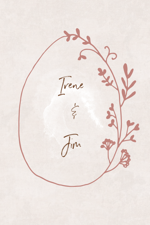 Mooie trouwkaart met lieve krans bloemetjes en waterverf