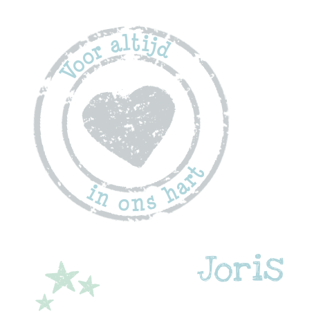 mooi rouwkaartje voor baby en kind met stempels hartje voor jongen