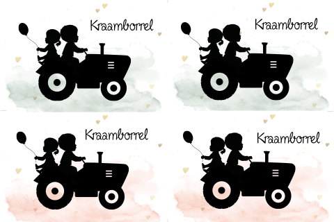 DIY kraamfeest kaart meisje en broertje op tractor