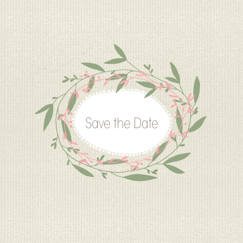 Mooi stijlvolle save the date kaart met takjes en kraft