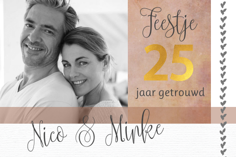 Mooie uitnodigingskaart 25 jaar getrouwd