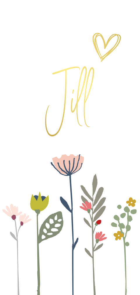 Hip geboortekaartje met bloemen en goudfolie