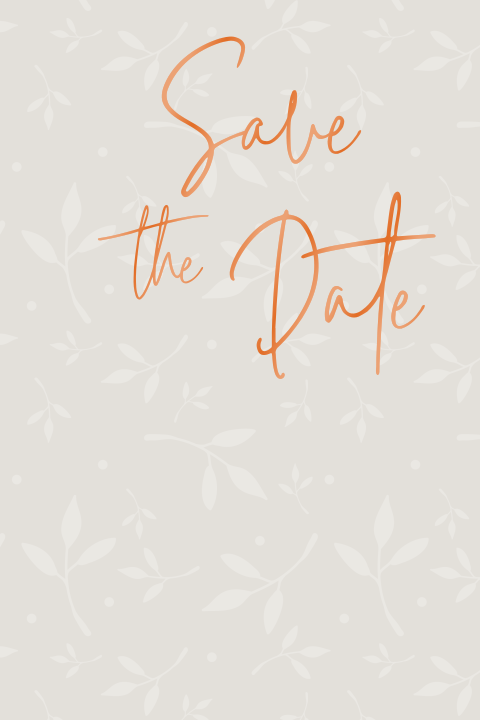 Mooie luxe save-the-date-kaart met hoogglans inkt en takjes