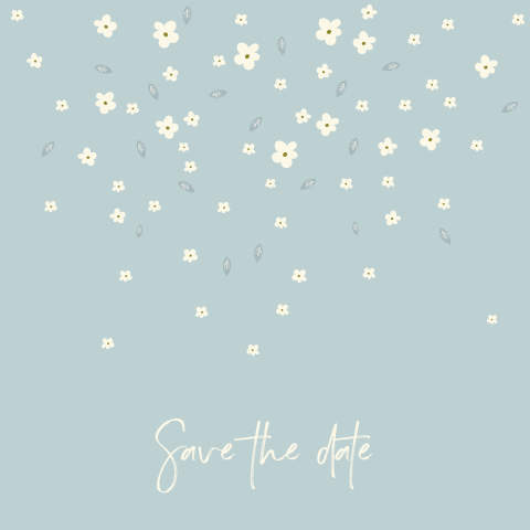 Gave save-the-date-kaart met vintage bloemen om zelf te maken