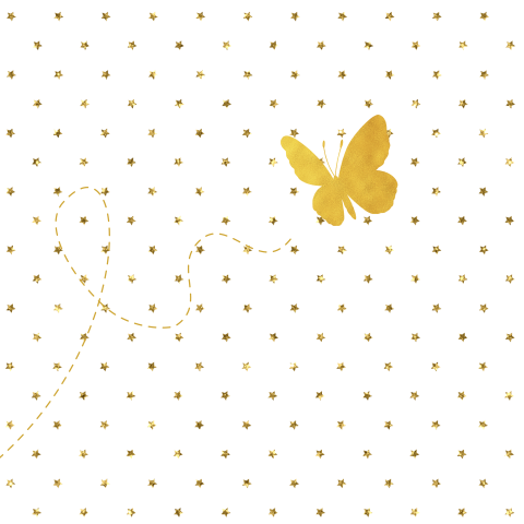 lief rouwkaartje voor baby en kind met goud-look vlindertje en sterren