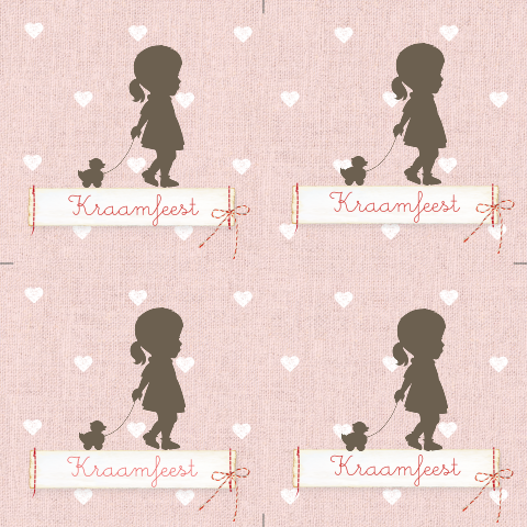 Lief doopsuikerkaartje met silhouette van meisje