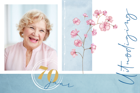 Uitnodiging feest kaart verjaardag foto bloemen vintage