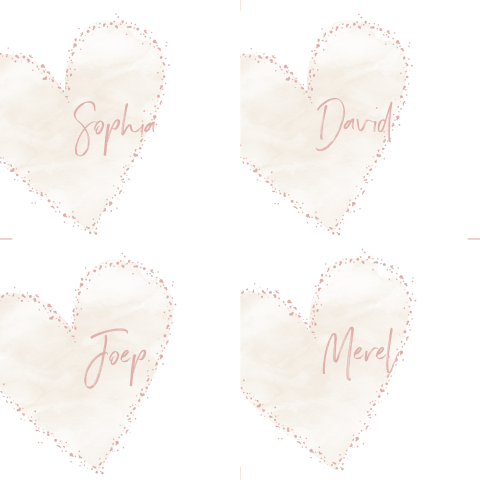 Naamkaartjes (DIY) met hart voor jullie bruiloft