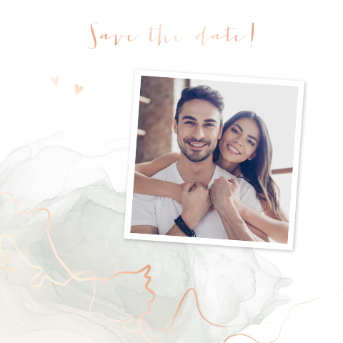 Gave folie save the date kaart met waterverf op de achtergrond