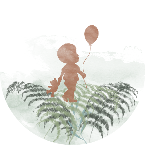 Sluitzegel silhouet jongen planten waterverf