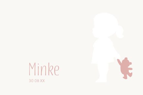 Tof stans geboortekaartje met silhouet als doorkijkje voor een meisje