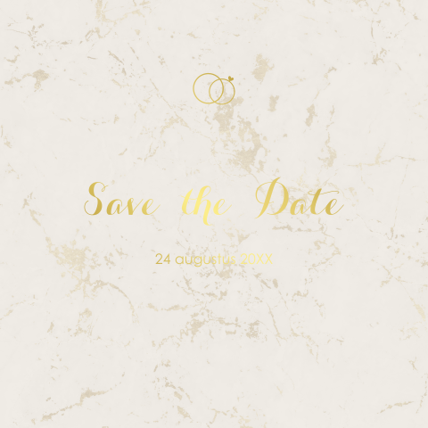 Goudfolie save-the-date kaart met een marmer