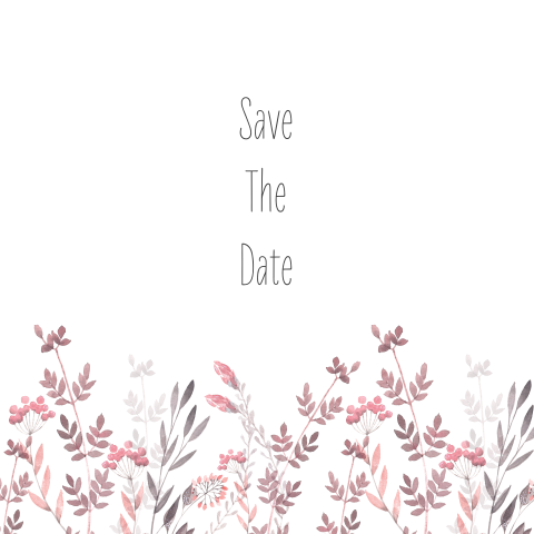 mooie save-the-date kaart met bloemetjes van aquarel