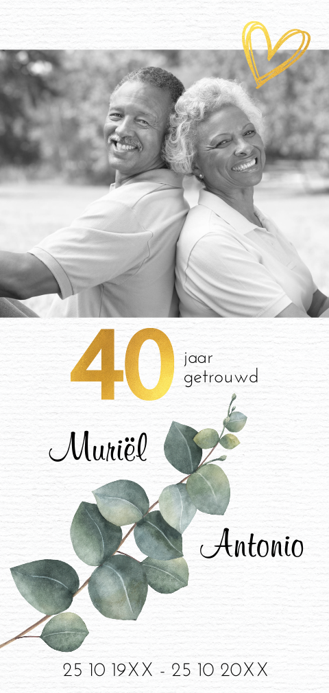 Foto jubileumkaart met eucalyptus
