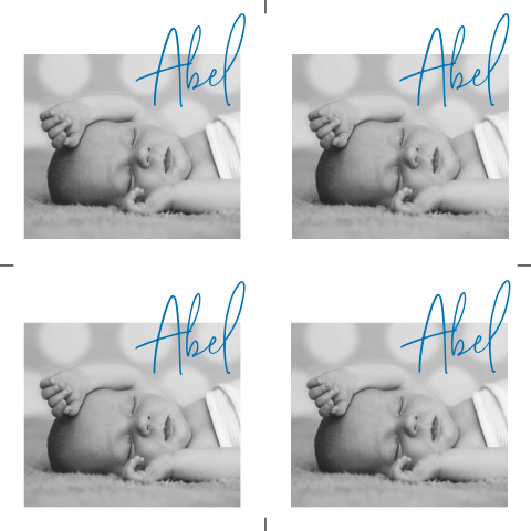 Trendy foto label kaartje met naam zelf snijden