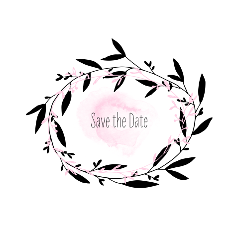 Mooi stijlvolle save the date kaart met takjes en waterverf