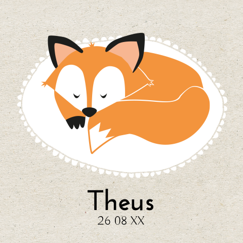 Geboortekaartje met een schattig vosje