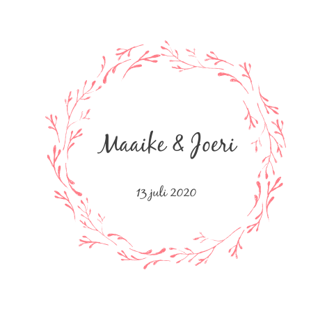 mooie stijlvolle trouwkaart met lieve rode takjes-krans zelf maken