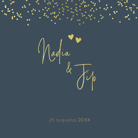 Goudfolie trouwkaart met confetti in goud (EF)