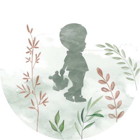 Sluitzegel silhouet jongen planten takjes waterverf