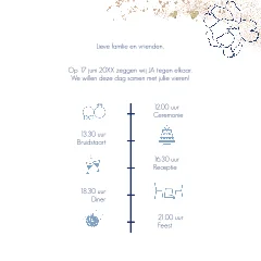 Mooie waterverf trouwkaart met confetti bloemen en hartjes