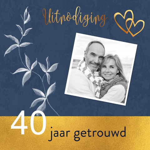 Mooie fotokaart uitnodiging feest met gouden elementen