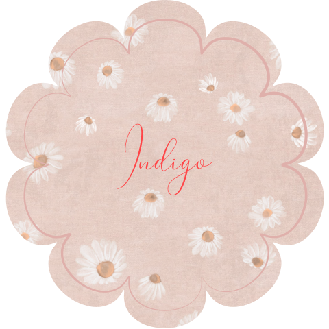 Geboortekaartje in de vorm van een bloem  met blaadjes