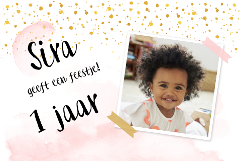 Verjaardagskaartje met foto, waterverf & confetti